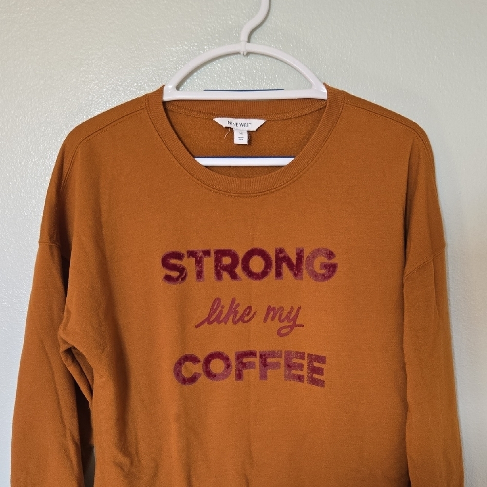 Nine West | Brown "Coffee" Graphic Sweatshirt Size Medium